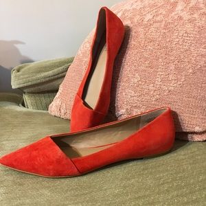 Tomato Red Suede Flats